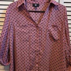 Iz Byer Pink 3/4 Sleeve Notched Collar Blouse